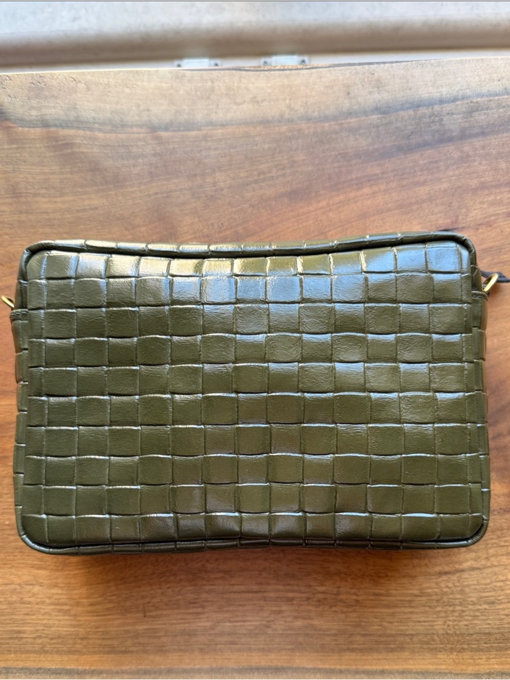 CLARE V. Marisol in Olive Green Woven Embossed Leather - Picture 2 of 9